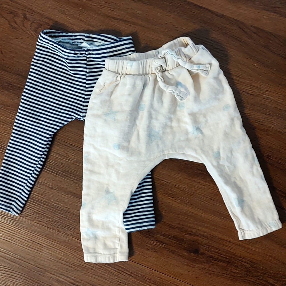 Lot Zara Baby Pants 2T striped leggings and star patterned panda pants